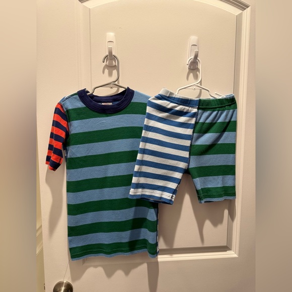 Hanna Andersson Striped Short John Organic cotton boys Pajamas 140/10 - Picture 2 of 3
